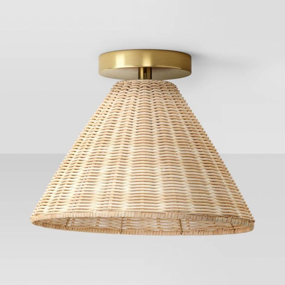 Threshold - Rattan Fixed Ceiling Light Brass - Threshold Brass